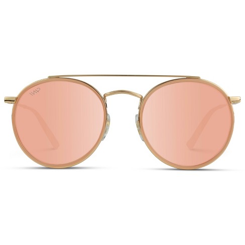 Wmp Eyewear Double Bridge Round Metal Frame Polarized Sunglasses - Gold ...