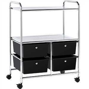 Yaheetech 4-Drawer & 2-Shelf Rolling Storage Cart with Wheels,Black - 1 of 4