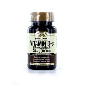 Windmill Vitamin D3 1000 IU Essential Daily Vitamin for Bone, Immune, and Calcium Support, 100 Tablets - 1 of 4