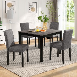 Lyngins 5-Piece Modern Counter Height Dining Set – Square Wooden Dining Table & 4 Upholstered Chairs, Space-Saving for Small Kitchens & Dining Rooms - 1 of 4
