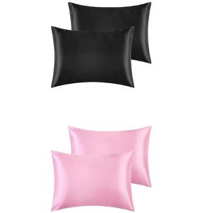 Unique Bargains Hair and Skin Envelope Closure Breathable Satin Pillowcase 4 Pcs - 1 of 4