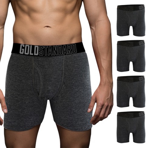 Gold Standard Mens 4-Pack Performance Boxer Briefs Athletic Underwear  Charcoal Grey XL