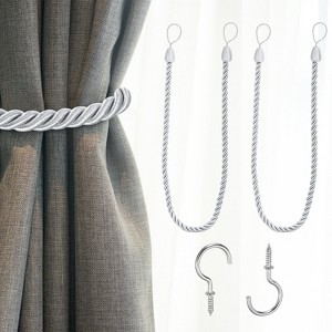 Unique Bargains Handmade Woven Braided Metal Screw Hooks Curtain Tiebacks - 1 of 4