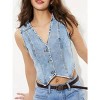 Women's Denim Vest Sleeveless V-Neck, Stretch Cotton Jacket for Casual Outfits - 2 of 4