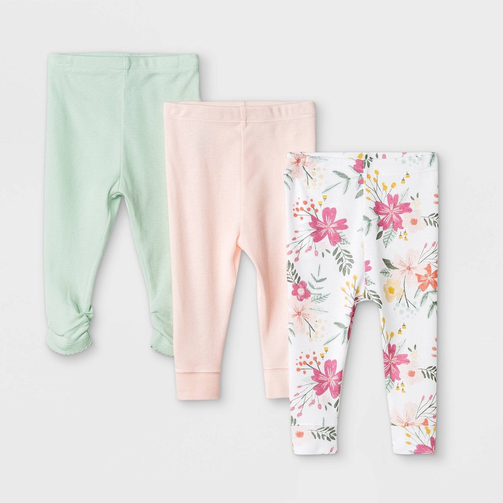 Baby Girls' 3pk Meadow Pull-On Pants - Cloud Island White 3-6M