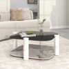 Tempered Glass and Marble Coffee Tables with Storage for Living Room, 35 Inch 2-Tier Square Center Table for Living Room - 4 of 4