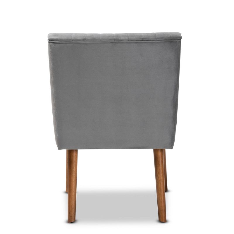 Alvis Velvet Upholstered and Wood Dining Chair - Baxton Studio, 5 of 11