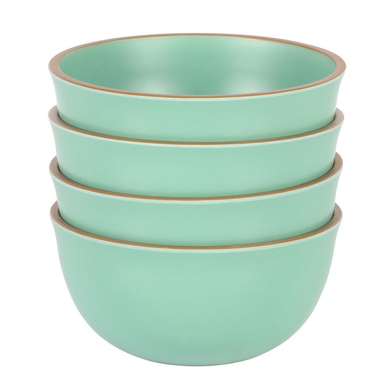 Gibson Home Rockabye 4 Piece 6.1 Inch Melamine Cereal Bowl Set in Matte Green, 1 of 5