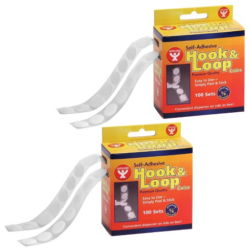 Velcro Sticky Back Hook & Loop Fastener Dots White 200 Pack - - VE