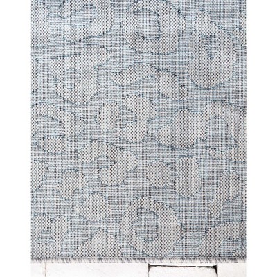Vibrant Teal & Gray Outdoor Safari 6' x 9' Synthetic Area Rug