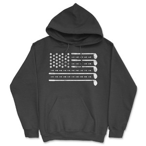Golf American Flag Adult Hoodie Funny Sarcastic Fourth Of July Golfing Graphic Hooded Sweatshirt - Crazy Dog Hoodie - 1 of 4