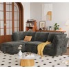 Modular Sectional Sofa, 97" L Shape 3 Seater Sofas with Ottoman and Pillows, Velvet Deep Seat Cloud Couch L-Shaped Sectional Couches for Living Room - 3 of 4