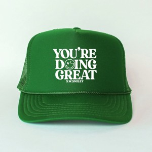 Simply Sage Market S.W.Smiley You're Doing Great Smiley Foam Trucker Hat - Adult - Green - 1 of 2