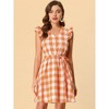 Allegra K Women's Casual Ruffled Sleeve A-Line Vintage Gingham Check Dress - 2 of 4