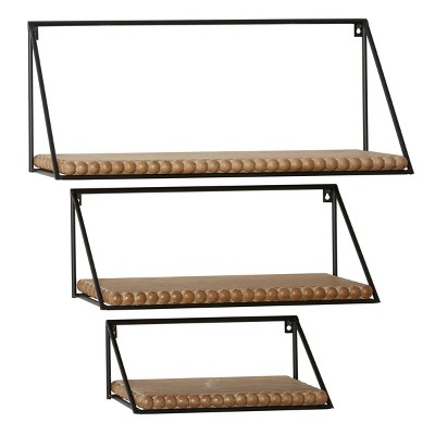 Set of 3 Industrial Metal Wall Shelves Black - Olivia & May