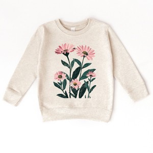 The Juniper Shop Pink Daisies Watercolor Toddler Sweatshirt - 5/6T - Natural - 1 of 4