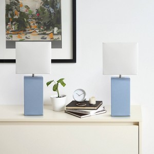 Lalia Home Lexington 21" Leather Base Table Lamps with Fabric Shade - 1 of 4