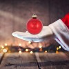 Christmas By Krebs - 50mm / 2" Designer Glass Baubles [12 Pieces] - Christmas Red - 4 of 4