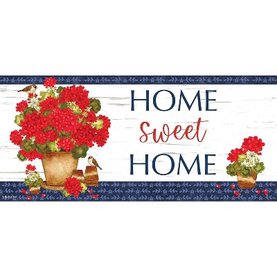 Evergreen Red Geraniums Sassafras Indoor Outdoor Switch Doormat 1'10"x10" Multicolored
