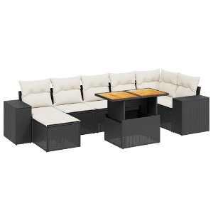 vidaXL Garden Sofa Set Black and Cream white - 1 of 4