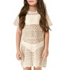 Girls Beach Cover Ups Short Sleeve Boho Crochet Beach Dress Lightweight Sweater Cover Ups for Girls Bathing Suits - 4 of 4