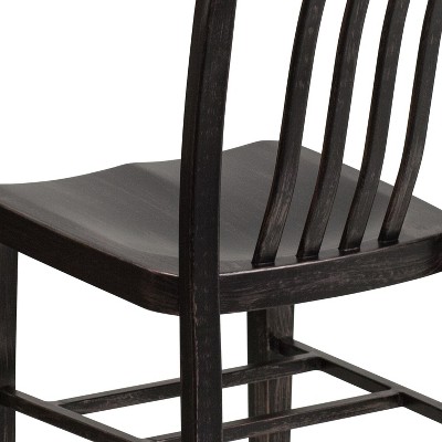 Black Antique Gold Steel Armless Indoor-Outdoor Side Chair