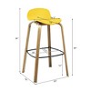 Costway Modern Set of 4 Barstools 30inch Pub Chairs w/Low Back & Metal Legs Yellow - 4 of 4