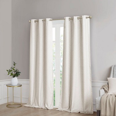 PAGED 42x84 Inch Tonal Printed Faux Silk Total Blackout Curtains,Curtain Panels for Living Room,Bedroom(2 Pcs Window Panels)