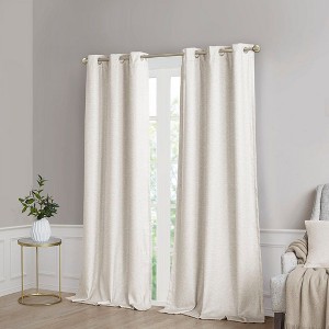 PAGED 42x84 Inch Tonal Printed Faux Silk Total Blackout Curtains,Curtain Panels for Living Room,Bedroom(2 Pcs Window Panels) - 1 of 4