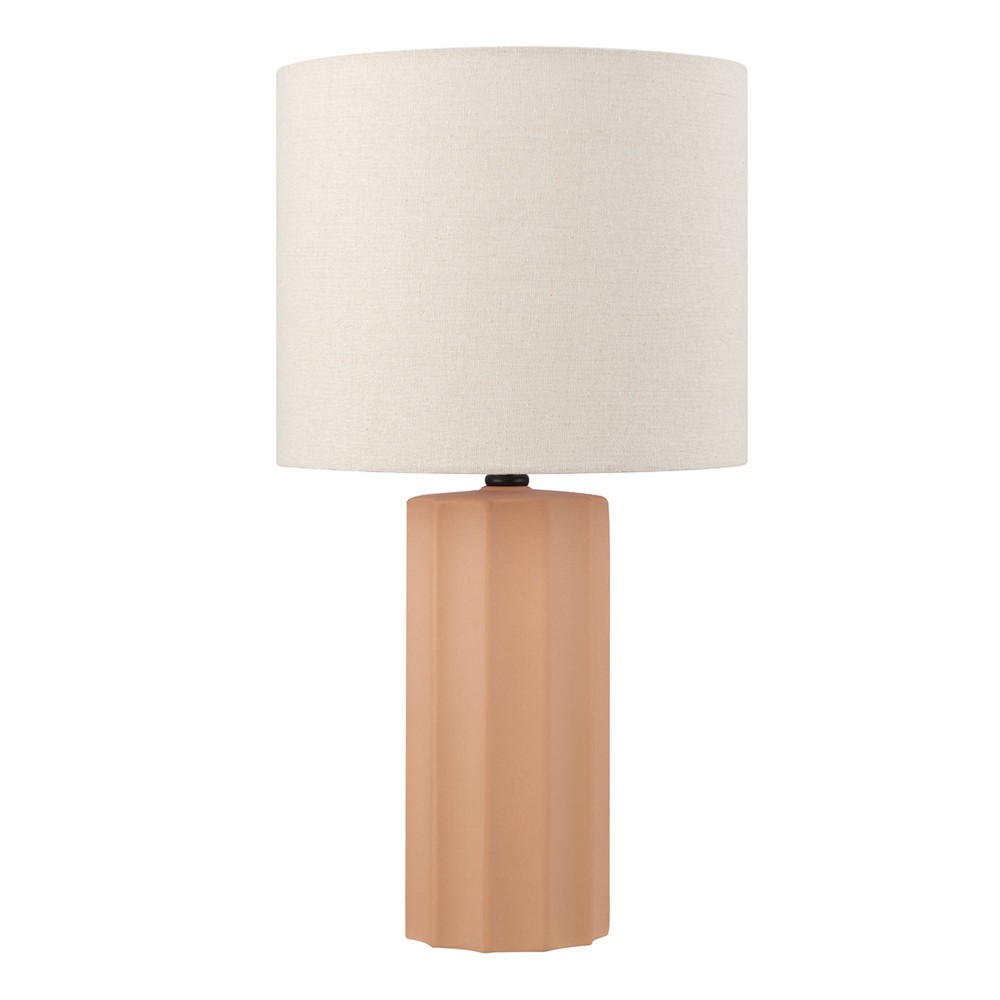 Photos - Floodlight / Street Light Globe Electric 20" Ribbed Ceramic Matte Terracotta Table Lamp: ETL Listed,