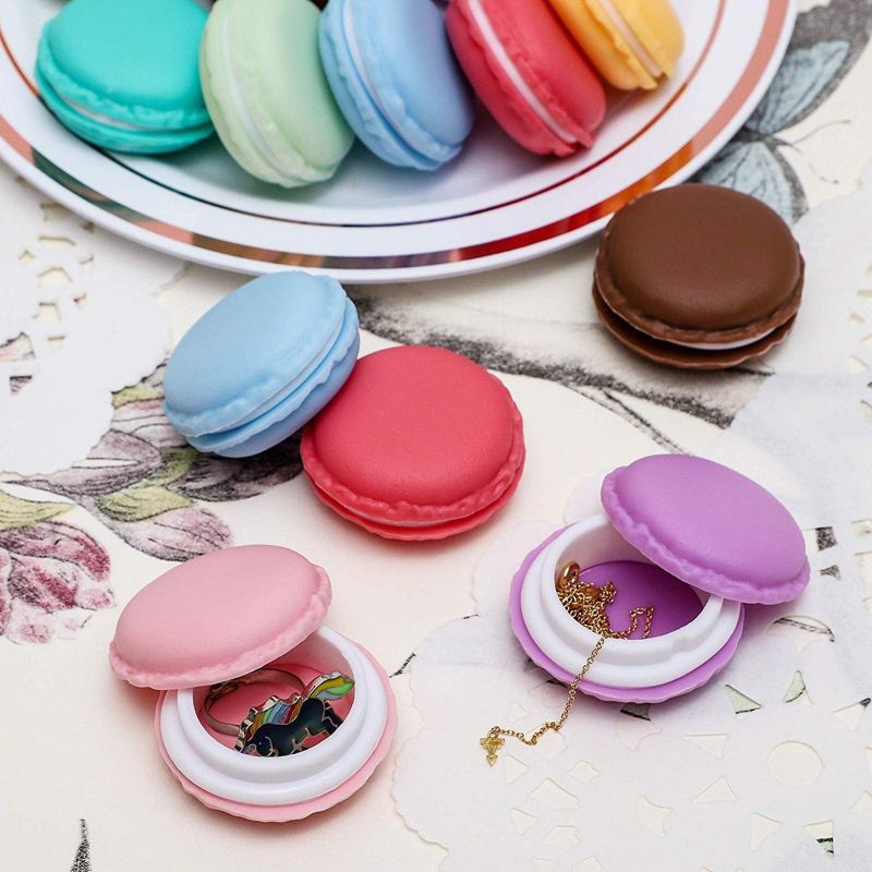 Juvale 16 Pack Macaron Jewelry Box, Colorful Mini Storage Containers for Accessories, Travel, Cute Pill Organizer, 8 Colors, 1.7 In, 5 of 9