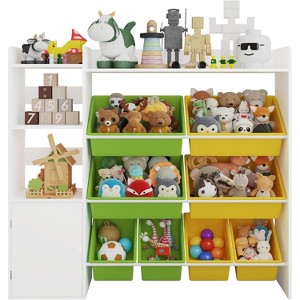 Toy Organizer with 8 Bins, 4-Tier Kids Storage Shelf with Toy Boxes, Children's Bookcase for Playroom, Nursery, Craft Room - 1 of 4