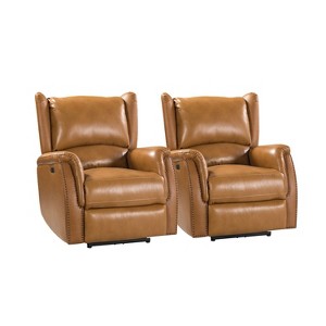 Paulina Genuine Leather Power Recliner with Wingback Design Set of 2|ARTFUL LIVING DESIGNS - 1 of 4