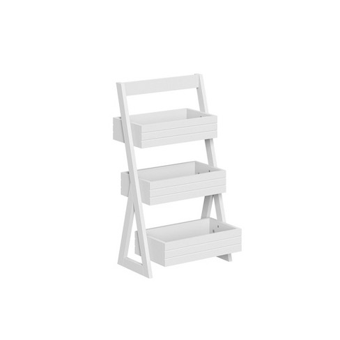 RiverRidge Home Amery 2-Tier Ladder Wall Shelf with Hooks, White