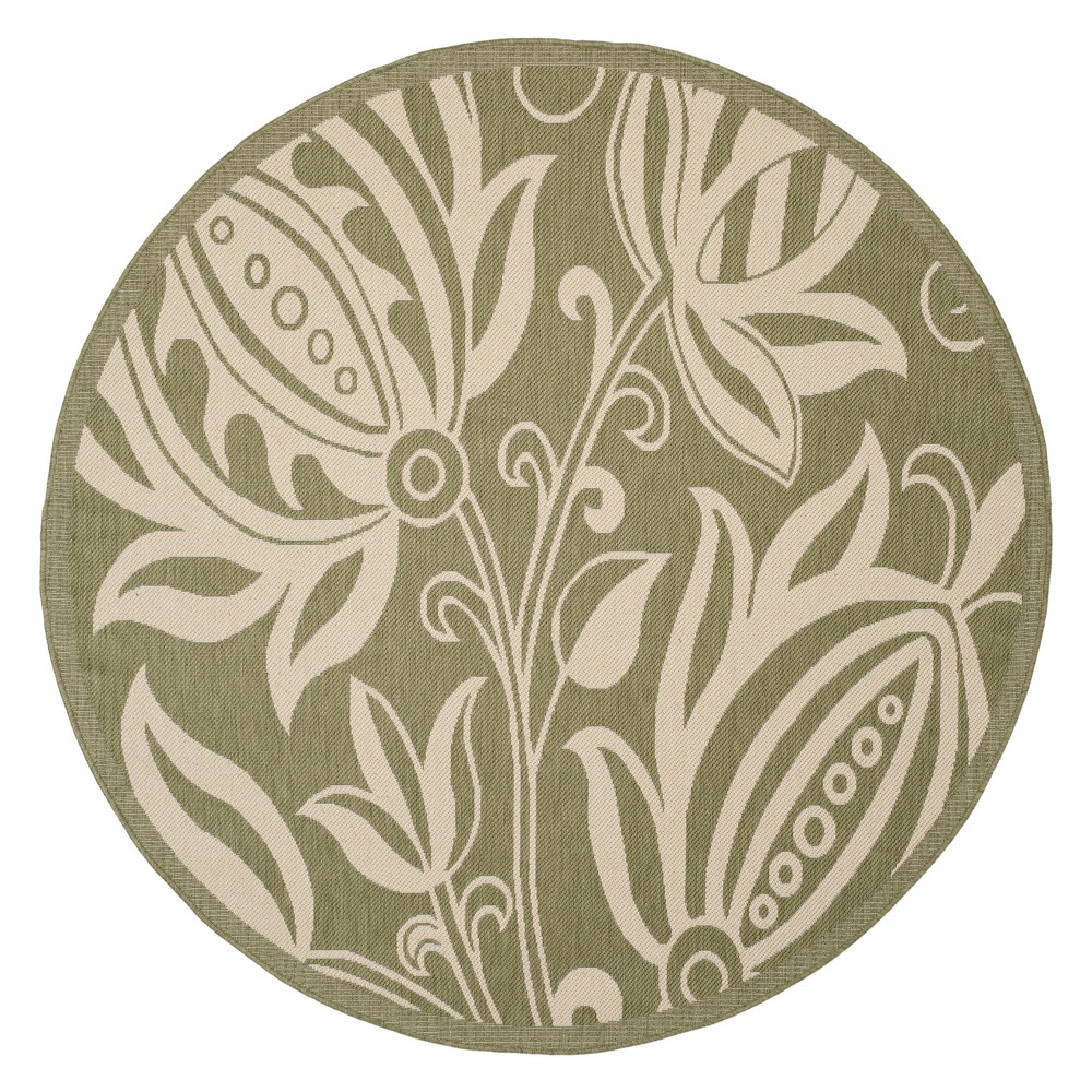 5'3in Round Gori Outdoor Patio Rug Olive/Natural - Safavieh