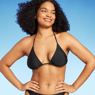 Women's Center Front Ring Triangle Bikini Top - Shade & Shore™ Black XS