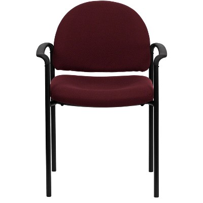 ErgoStack Burgundy Fabric and Black Metal Side Reception Chair