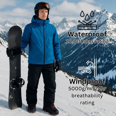 Мужские брюки Alpine Swiss Mens Snowboard Pants 10K Waterproof Insulated Cargo Ski Pants Breathable Winter Snow Sport Outdoor Pant BLK XL — фото 2