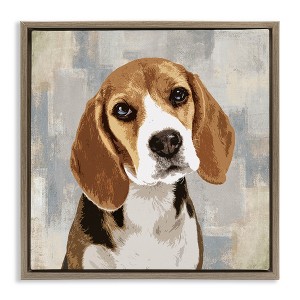 Stupell Industries Pet Beagle Patiently Waiting Floating Frame Canvas Art, Brown, 25" x 25" - 1 of 4