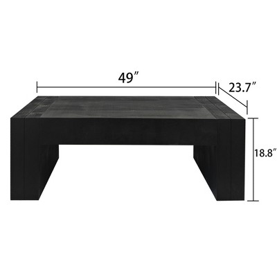 CAVINAS Farmhouse 2-Tier Solid Wood Coffee Table for Living Room,Retro Rectangular Center Table,Living Room Furniture,A Black