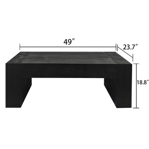 CAVINAS Farmhouse 2-Tier Solid Wood Coffee Table for Living Room,Retro Rectangular Center Table,Living Room Furniture,A Black - 1 of 4