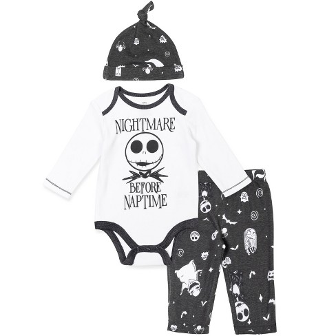 Disney Nightmare Before Christmas Zero Sally Jack Skellington Baby Bodysuit  Pants And Hat 3 Piece Outfit Set Newborn To Infant : Target