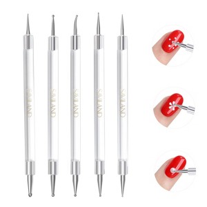 SAVILAND 5-Piece Double-End Dotting Kit - Multi-Size Nail Art Pen for Dot Drawing, Pattern Tracing & Ball Embossing with Transfer Paper. - 1 of 2