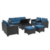 ELJGET 10PCS Outdoor Patio Wicker Furniture Set Cushioned Sectional Sofa Storage Coffee Table Peacock Blue Cushion - 4 of 4