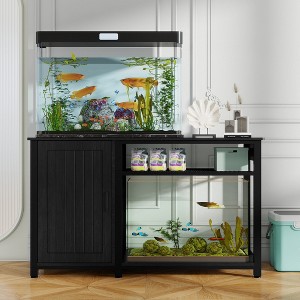 Vynxaria Heavy Duty Aquarium Stand: 55-75 Gallon, 860LBS Capacity, with Power Outlets and Storage Cabinet for Fish Tank Accessories, Black. - 1 of 4