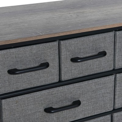 Ashwood Black Metal Frame 8-Drawer Wide Dresser