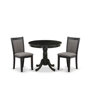 3-Piece Wirebrushed Black Solid Wood Top - Upholstered Dining Room Set - Seats-4 - 1 of 4