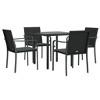 vidaXL Patio Dining Set Table and Chair with Cushions Poly Rattan and Steel - Black 31.5" Table Length 4 Piece - 3 of 4