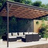 vidaXL Patio Lounge Set 9 Piece with Cushions - Black Poly Rattan Garden Seat, Outdoor Modular Sofa Set - 2 of 4