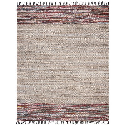 Multicolor Flat Woven Cotton and Cowhide 8' x 10' Rug